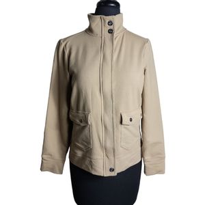 L-RL Lauren Active Ralph Lauren tan zip snap mock neck jacket women size medium